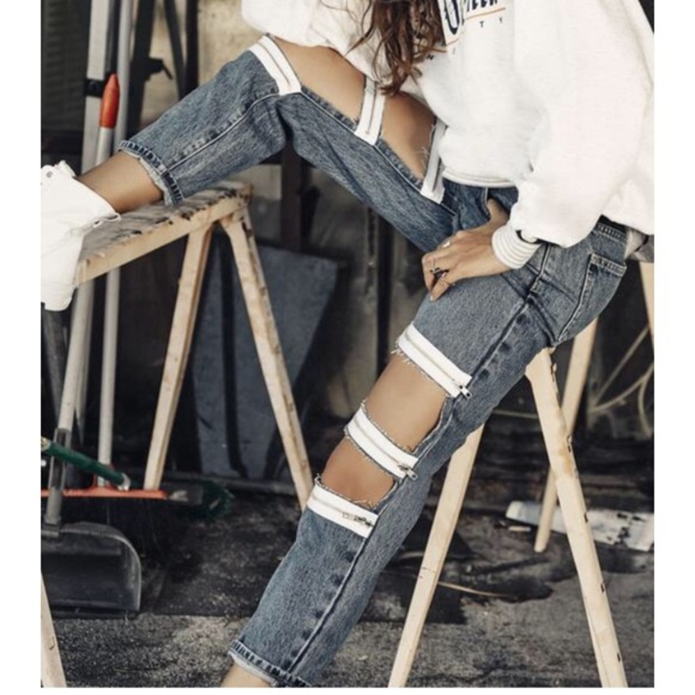 LF carmar hermia distressed zipper jeans